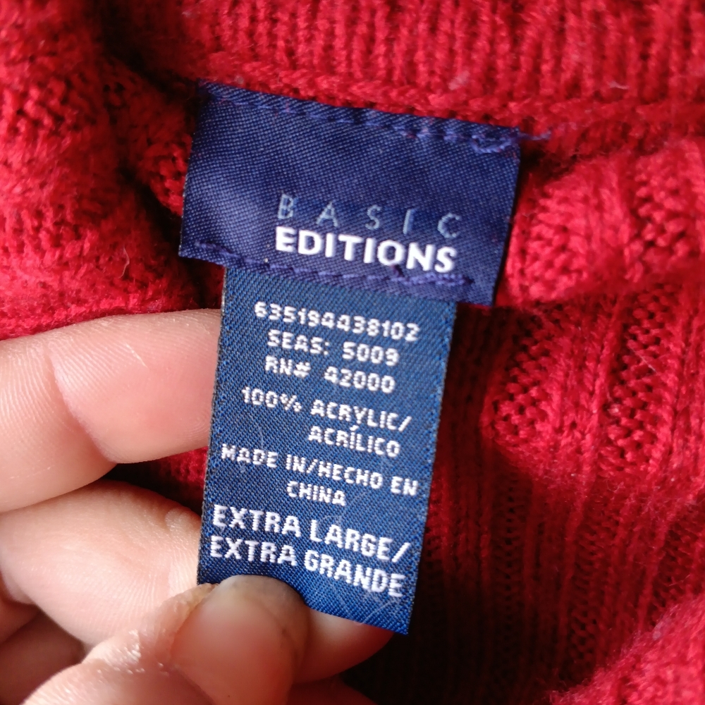 Vintage Basic Editions Red Knitted Turtle Neck Sw… - image 4